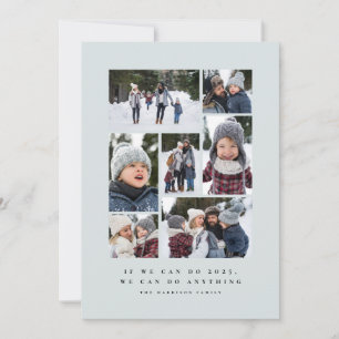2025 inspirational blue photo collage holiday card