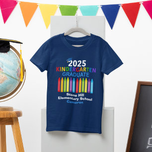 2025 Kindergarten Graduate Personalised Blue Kids T-Shirt