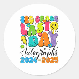 2025 Last Day Of School Autograph 3rd Grade Gradua Classic Round Sticker