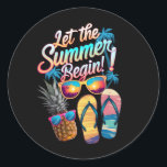 2025 Let The Summer Begin 2025 Summer Vacation Classic Round Sticker<br><div class="desc">2025 Let The Summer Begin 2025 Summer Vacation Beach Trips</div>
