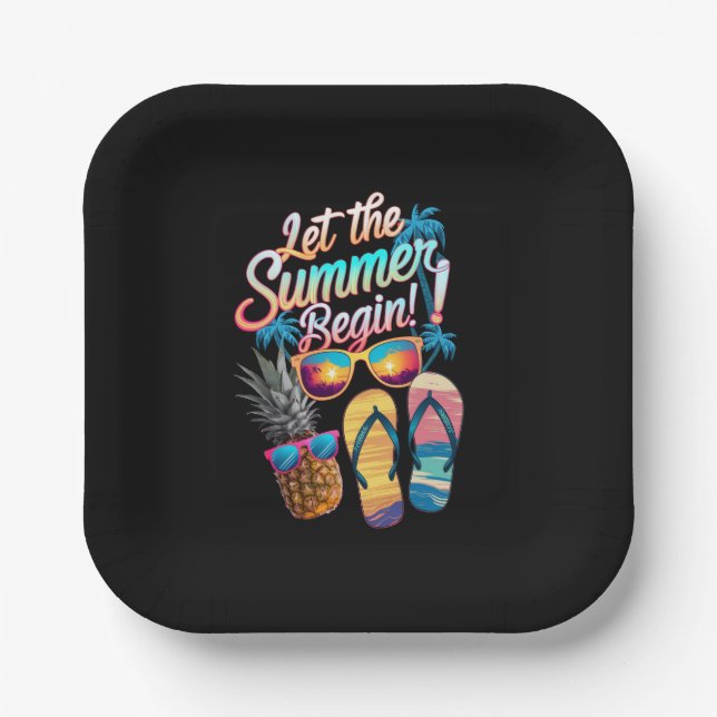 2025 Let The Summer Begin 2025 Summer Vacation Paper Plate (Front)