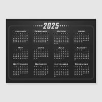 2025 Magnet Calendar Stylish Black White 