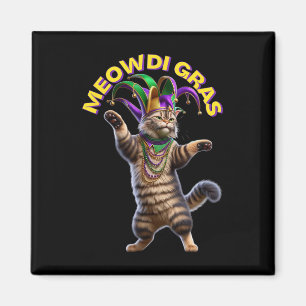 2025 Matching Mens Womans Funny Meowdi Gras Cat Ma Magnet