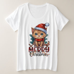 2025 Merry Christmas Cat Plus Size T-Shirt