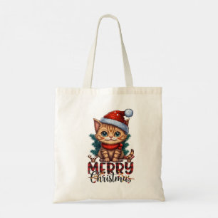 2025 Merry Christmas Cat Tote Bag