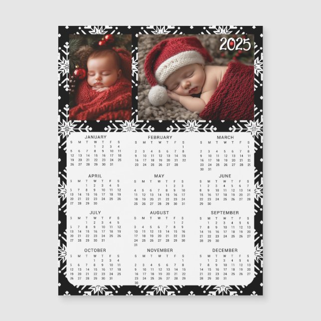 2025 Mini Calendars | Snowflakes Background (Front)
