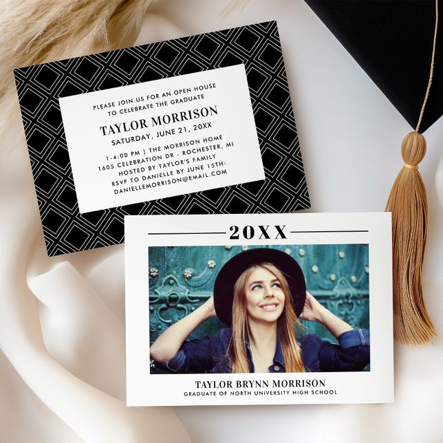 2025 Minimalist Black and White Photo Graduation Invitation (Creator Uploaded)