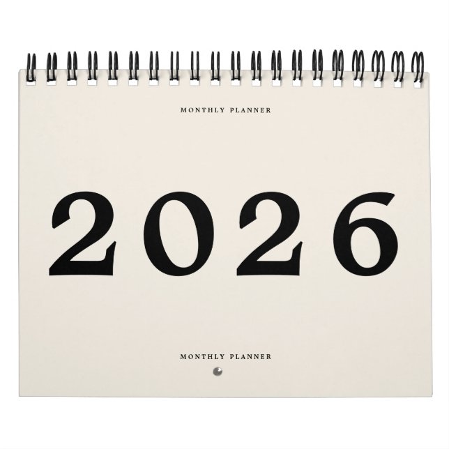 2025 Modern Black Beige American Monthly Planner Calendar (Cover)