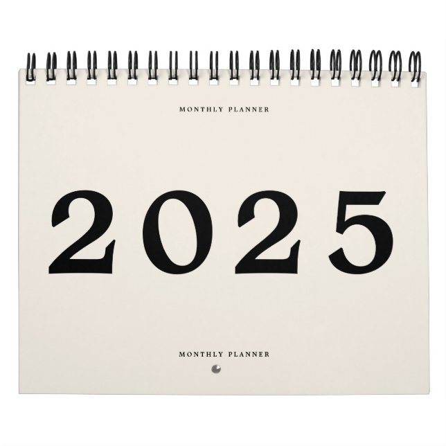 2025 Modern Black Beige American Monthly Planner Calendar (Cover)
