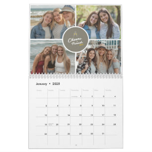 2025 Modern Friends Photo Collage Minimal Monthly Calendar