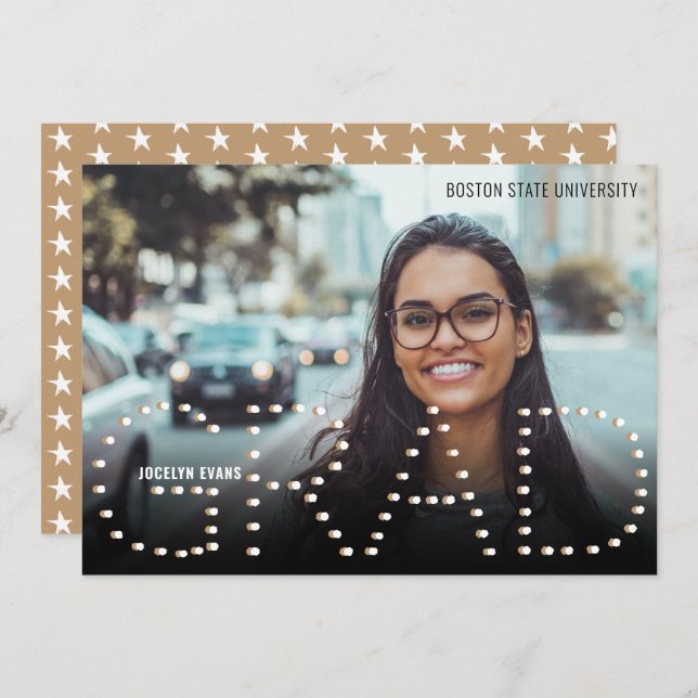 2025 Modern Gold Photo Graduation Announcement (Front/Back)