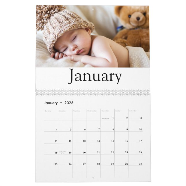2025 Modern Script Typography Minimal Multi Photo Calendar (Jan 2026)