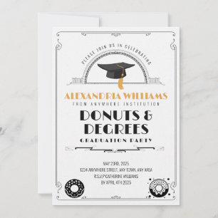 2025 Modern Stylish Doughnuts and Degrees Graduati Invitation