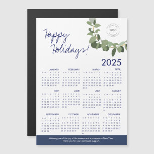 2025 Modern Wreath Your Logo Blue Calendar