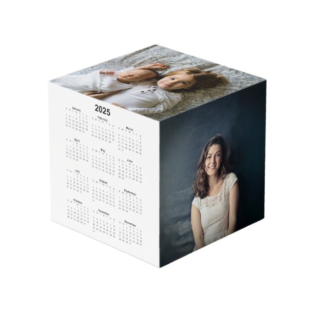 2025 Monthly Calendar and Three Photo Cube (Front Angled)