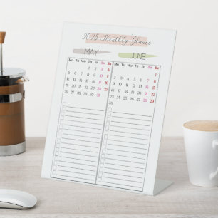 2025 Monthly Glance Calendar Pedestal Sign