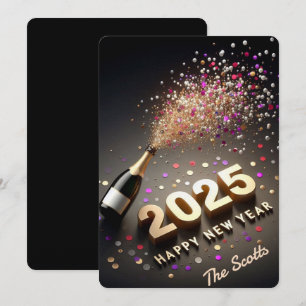2025 New Year Gold & Black Holiday Card