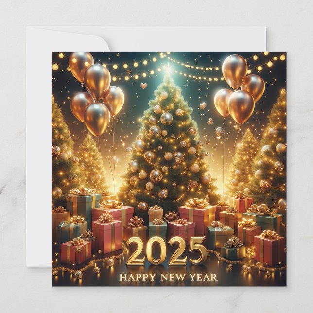 2025 New Year in Golden Lights Holiday Card (Front)