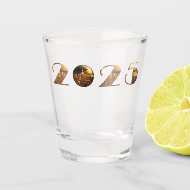 2025 New Year Party-Ball-NYC Gold- Shot Glass (Front)