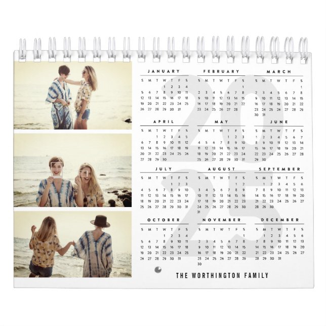 2025 New Year Simple Modern Multi 3 Photo Collage Calendar (Cover)