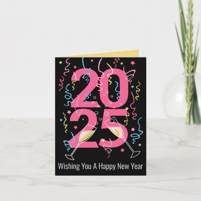 2025 New years celebration cheers graphic Holiday Card (Front)