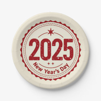 2025 New Year's Day Paper Plate