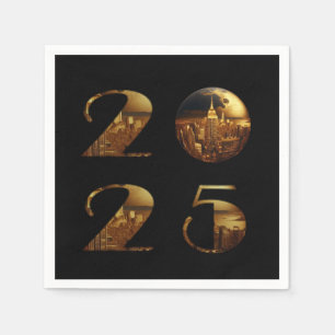 2025 New Years Eve Party-Ball-NYC Gold- Napkin