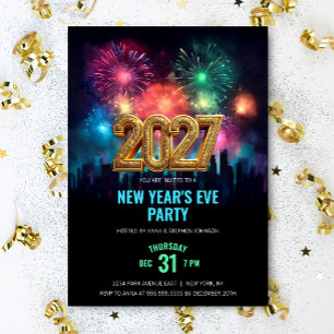 2025 New Year's Eve Party Elegant Fireworks Invitation