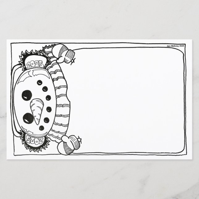 2025 New Years Resolutions Snowman Paper sheet (Front)