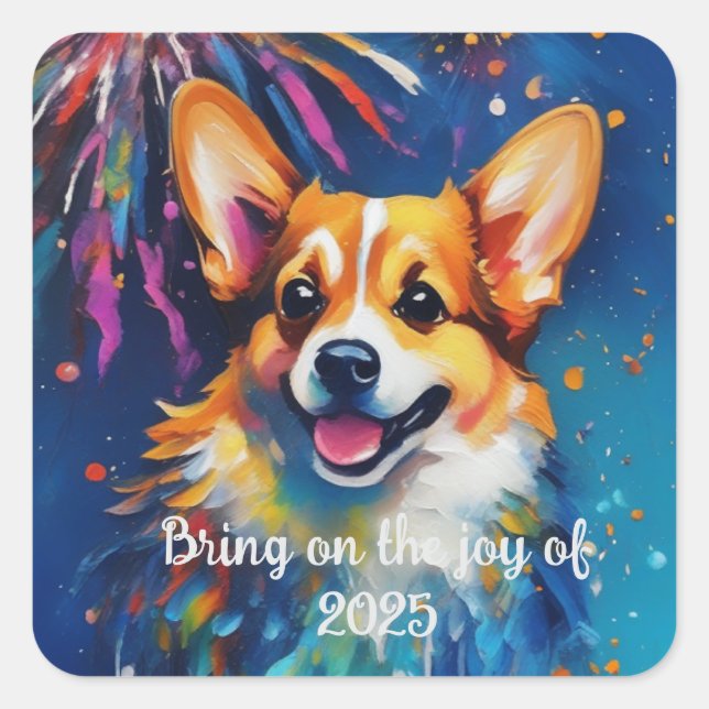 2025 New Years Square Stickers, Rainbow Colors Sticker (Front)