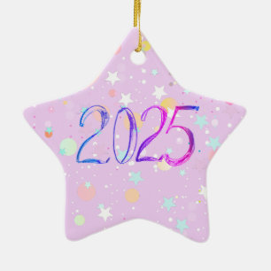 2025 number new year drawing cute pastel Ornament