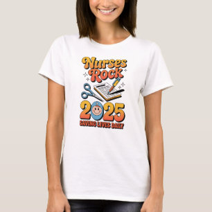 2025 Nurses Rock Retro Celebration for Medical Her T-Shirt