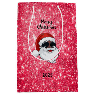 2025 Personalised Black Santa Holiday Gift Bag