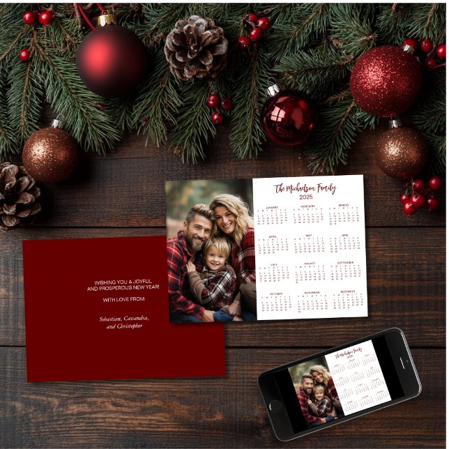 2025 Photo Calendar Barn Red Holiday Card (Creator Uploaded)