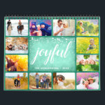 2025 Photo Calendar Family Name Green<br><div class="desc">Create your own 2025 photo calendar. Personalise the collage calendar with your family name, year, and upload 12 pictures of joyful moments. The template is easy to customise. Click on "Personalise this template" to change one line of the text and upload 12 photos. It's simple, fun and joyful to create...</div>
