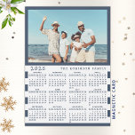 2025 Photo Calendar Fridge Magnet with Family Name<br><div class="desc">This personalised 2025 photo calendar magnet with a blue and white background is easy to customise with your personal picture and Last Name using the template. It's a lovely gift idea for a beach house or a yacht owner. Make your own calendar as a practical gift for family, couples, grandparents,...</div>