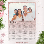 2025 Photo Calendar Magnet Rose Gold Glitter<br><div class="desc">This personalised 2025 magnetic calendar features name and photo templates, and faux rose gold glittered design. Click "Personalise" ("View Product Details" / "Personalise") and change the picture to get the result with the same stylish frame-look edges around it. It's a cute practical gift idea for Christmas, New Year, Thanksgiving, and...</div>