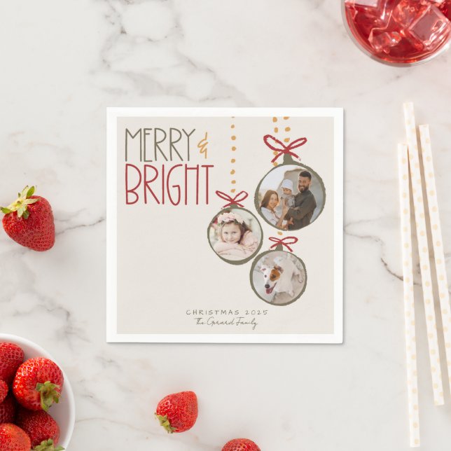 2025 Photo Family Christmas Xmas Party Card Napkin (Insitu)