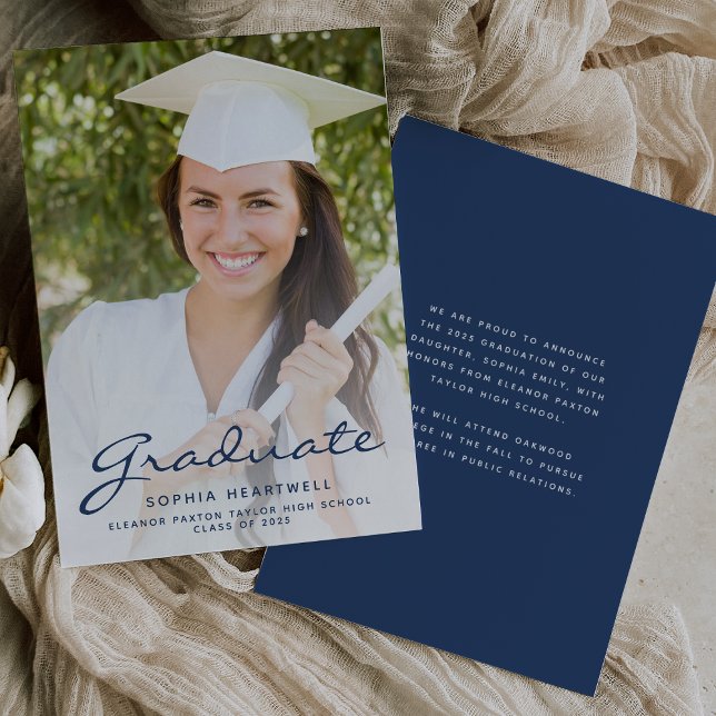 2025 Photo Navy Blue Graduation Announcement (Creator Uploaded)