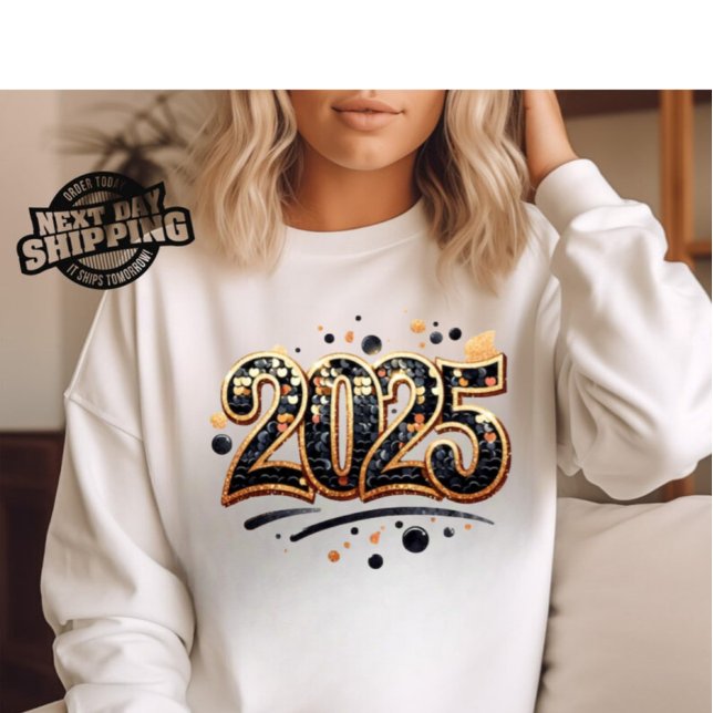  2025 Png, Sublimation Design, Gold Black Glitter  T-Shirt (Creator Uploaded)
