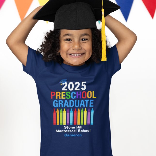 2025 Preschool Graduate Personalised Blue Kids T-Shirt (Creator Uploaded)