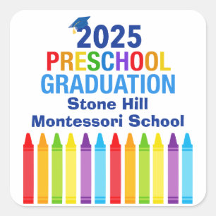 2025 Preschool Graduation Custom School Party Square Sticker