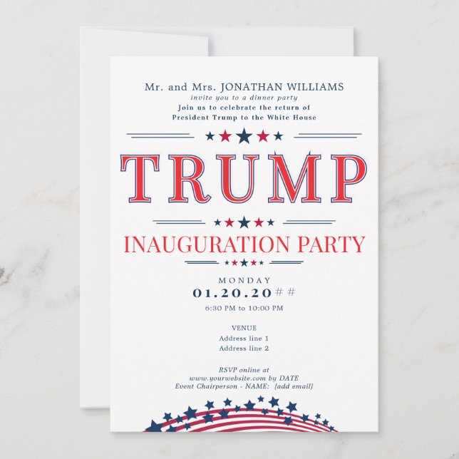 2025 President Donald Trump Inauguration Party Invitation (Front)