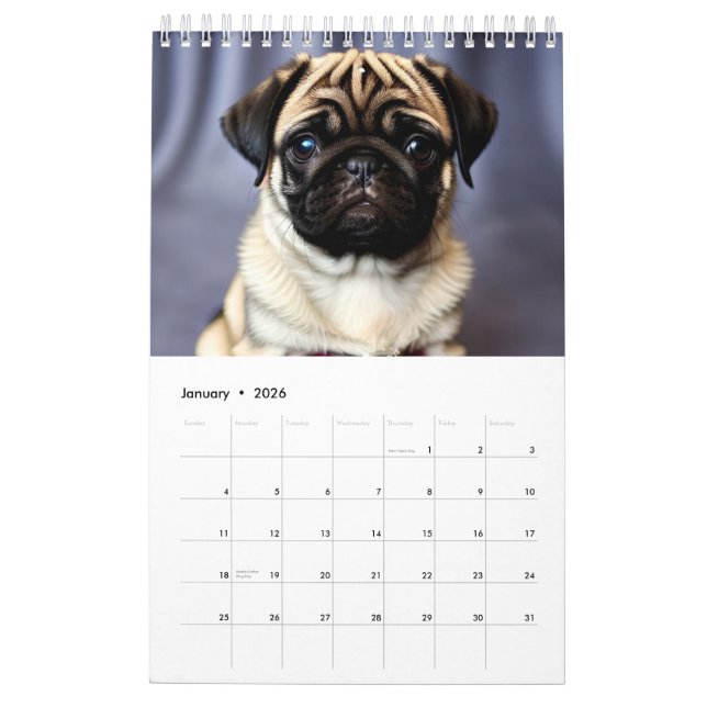 2025 Puppies Calendar (Jan 2026)