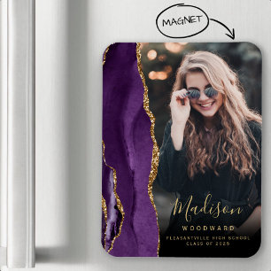 2025 Purple Agate Photo Graduation Announcement Magnet