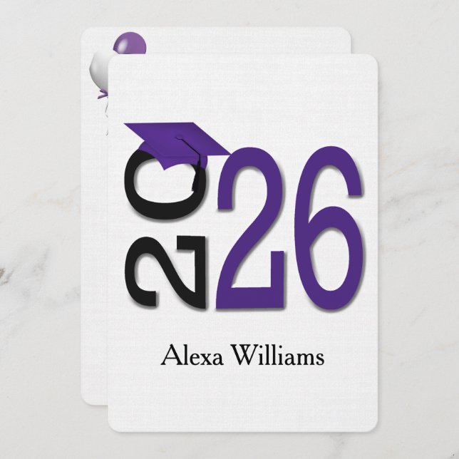 2025 Purple and Black Graduation Party Invitation (Front/Back)