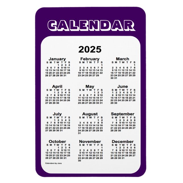 2025 Purple Calendar by Janz 4x6 Magnet (Vertical)