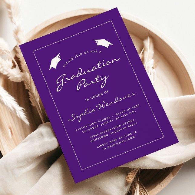 2025 Purple White Border Graduation Party Invitation (Creator Uploaded)