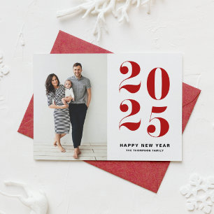 2025 Red Bold Typography New Year Photo Holiday Card