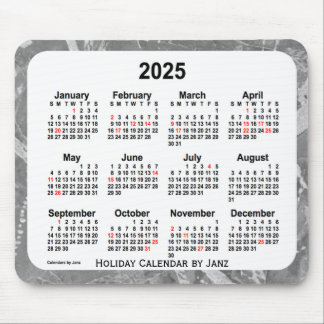 2025 Silver Holiday Art Calendar by Janz Mouse Pad